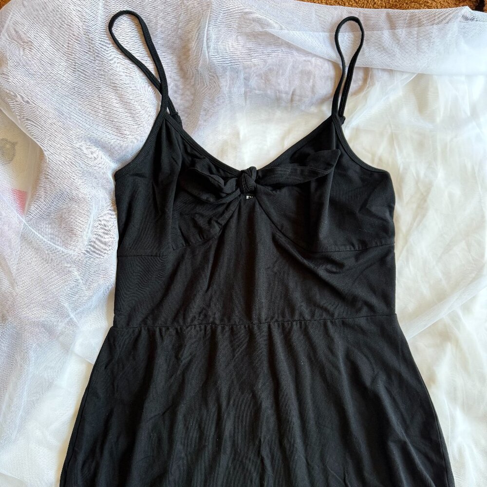 Black Tie-Front Midi Dress – Express (Size M)